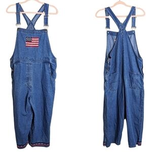 Vintage agapo Overalls American Flag Embroidery Cross-stitch Women's Medium